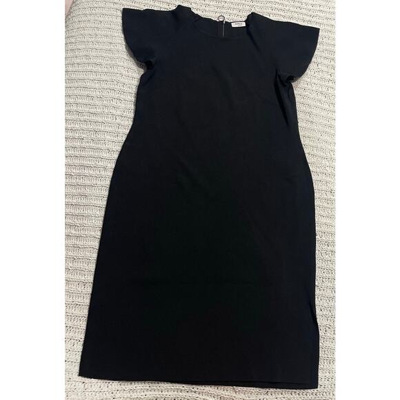 Akris Punto Flutter Sleeve Sheath Dress Knit Womens Sz XS Knee Length Black LBD - Picture 2 of 11